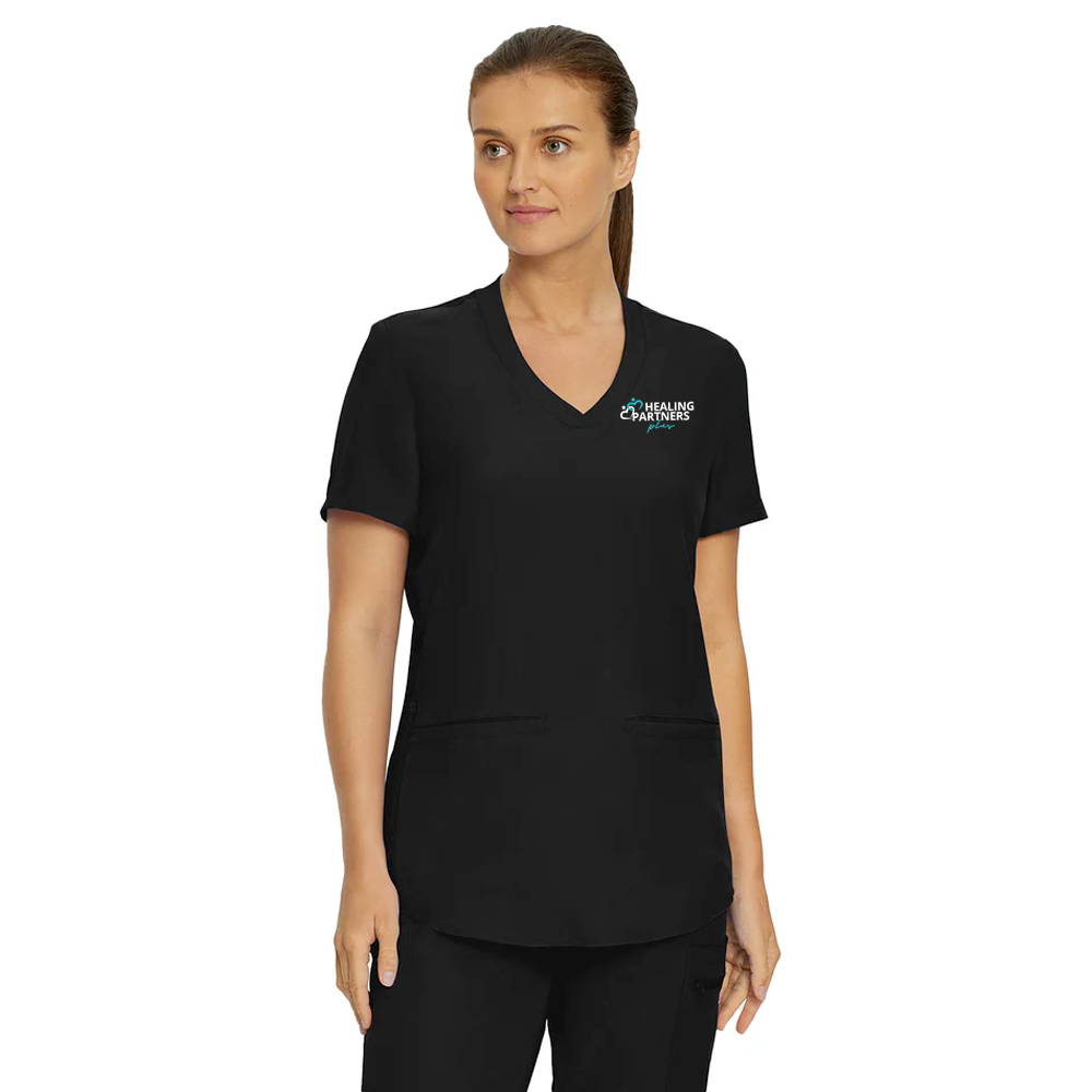 Women's 3-Pocket Rib-Knit Neckline V-Neck Scrub Top