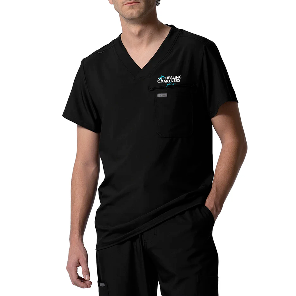 HP Men's 2-Pocket Tuckable V-Neck Scrub Top