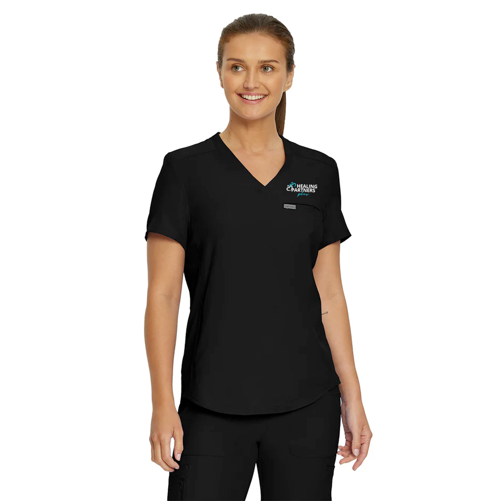HP Women's 2-Pocket Shirttail Hemline V-Neck Scrub Top